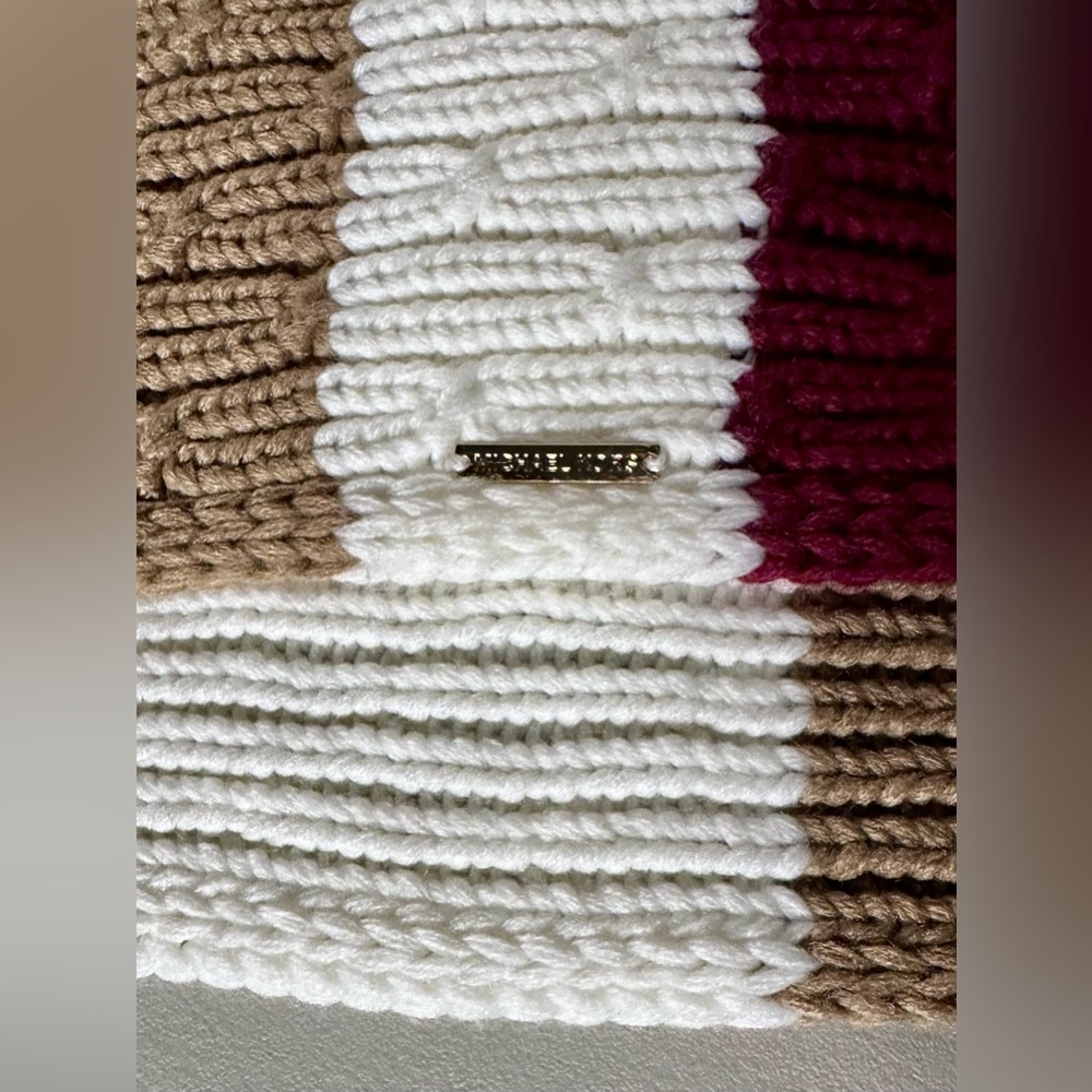 Michael Kors Infinty Scarf- white, tan, burgundy colors - Picture 8 of 12
